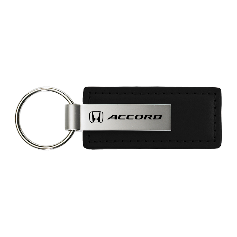 Au-Tomotive Gold Accord Black Leather Key Chain, Official Licensed Product