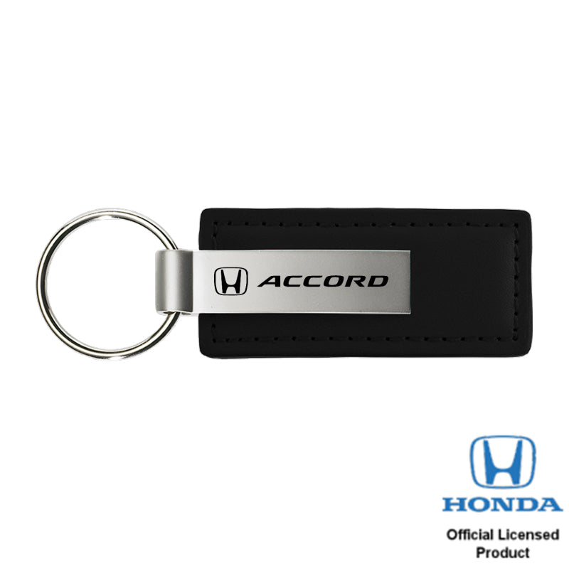 Au-Tomotive Gold Accord Black Leather Key Chain, Official Licensed Product