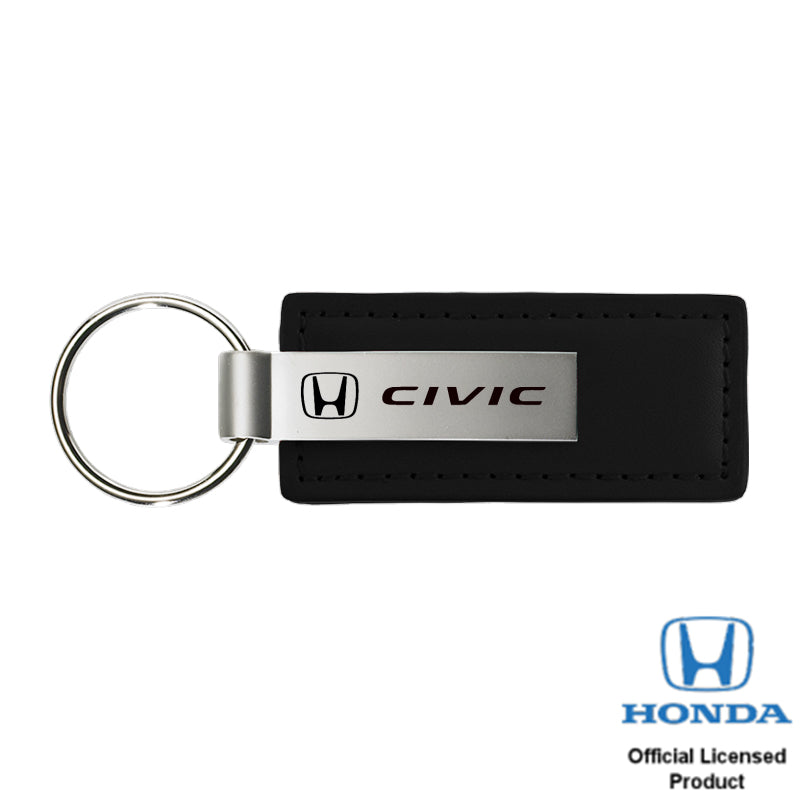 Au-Tomotive Gold Civic Black Leather Key Fob