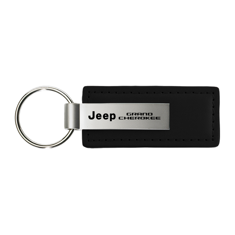 Au-Tomotive Gold Grand Cherokee Black Leather Key Chain