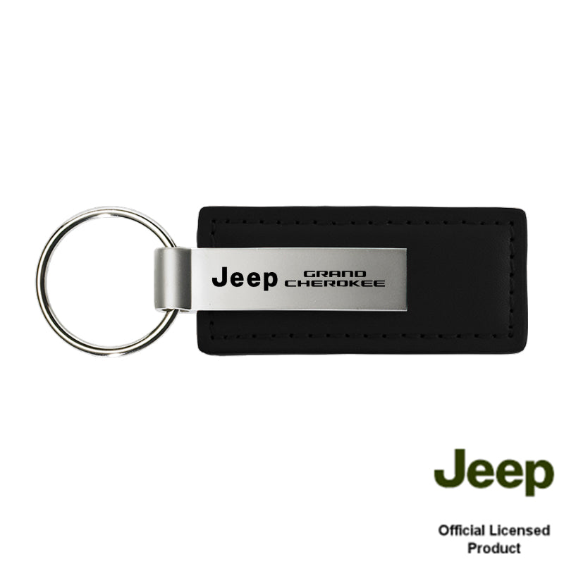 Au-Tomotive Gold Grand Cherokee Black Leather Key Chain