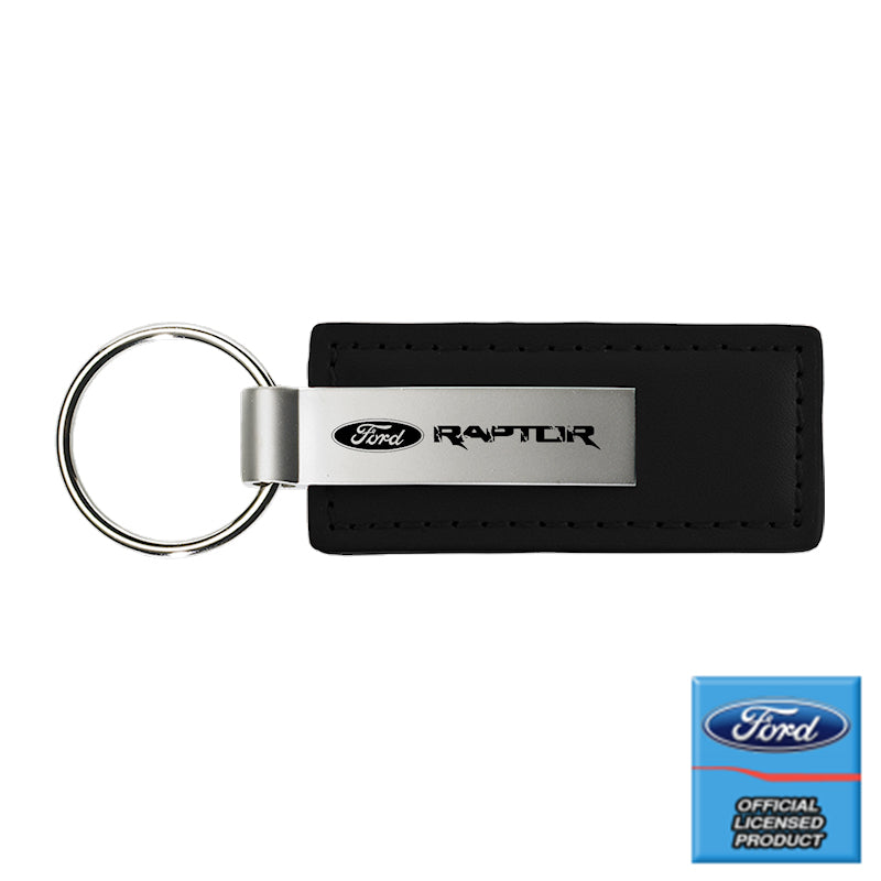 Au-Tomotive Gold Raptor Black Leather Key Chain