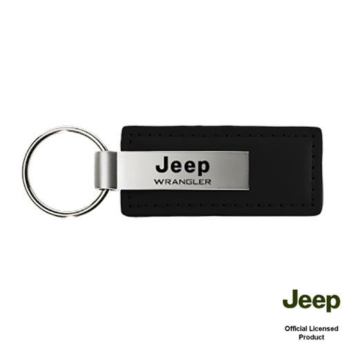 Au-Tomotive Gold Wrangler Black Leather Keychain