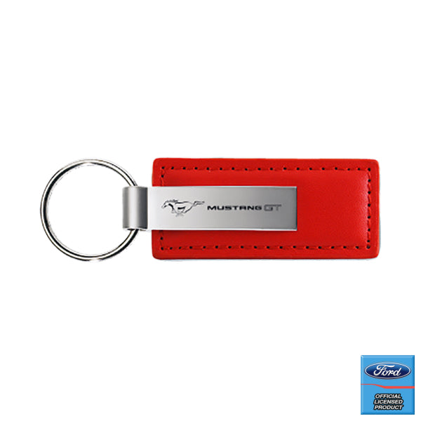 Au-Tomotive Gold Mustang GT Red Leather Key Chain *Authorized Seller*