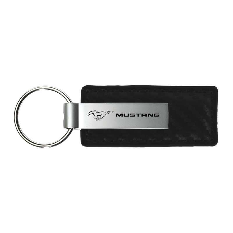 Au-Tomotive Gold Mustang Black Carbon Fiber Leather Key Chain [Authorized Seller]