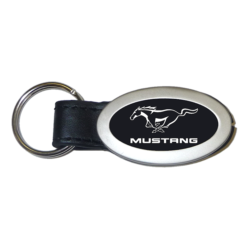 Au-Tomotive Gold Mustang Black Oval Leather Key Chain [Authorized Seller]