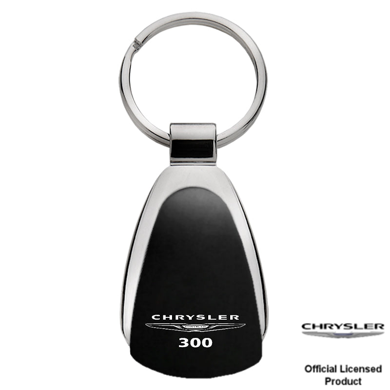 Au-Tomotive Gold Chrysler 300 Black Teardrop Key Chain for Chrysler