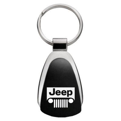Au-Tomotive Gold Jeep Grill Black Teardrop Keychain