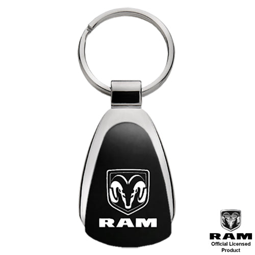 Au-Tomotive Gold Dodge Ram Logo Black Tear Drop Key Chain