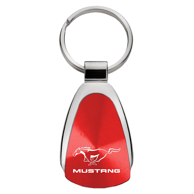 Au-Tomotive Gold Mustang Red Teardrop Key Chain