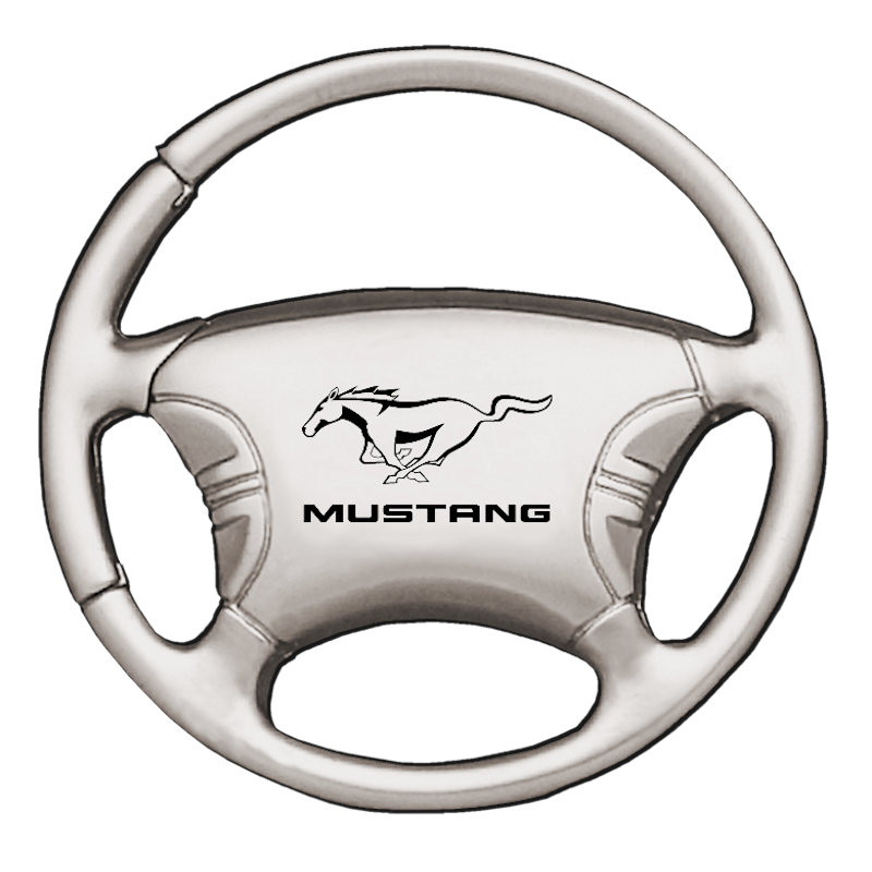 Au-Tomotive Gold Mustang Chrome Steering Wheel Key Chain