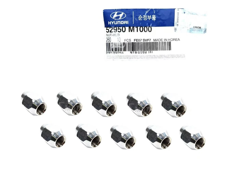 GENUINE Aluminum Wheel Lug Nut (10 Pieces) for 2000-2020 Hyundai Kia 52950M1000
