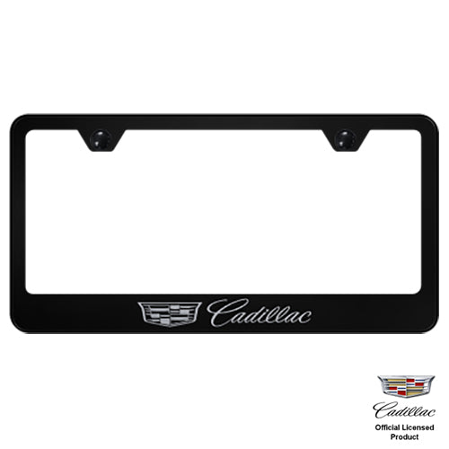 Au-tomotive Gold Cadillac Black Stainless Steel License Plate Frame