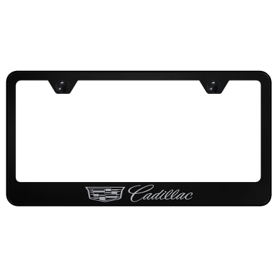 Au-tomotive Gold Cadillac Black Stainless Steel License Plate Frame