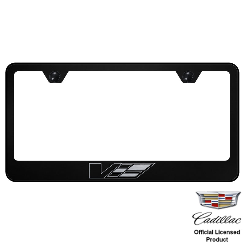 Au-Tomotive Gold Cadillac V Logo Laser Etched Frame – Black