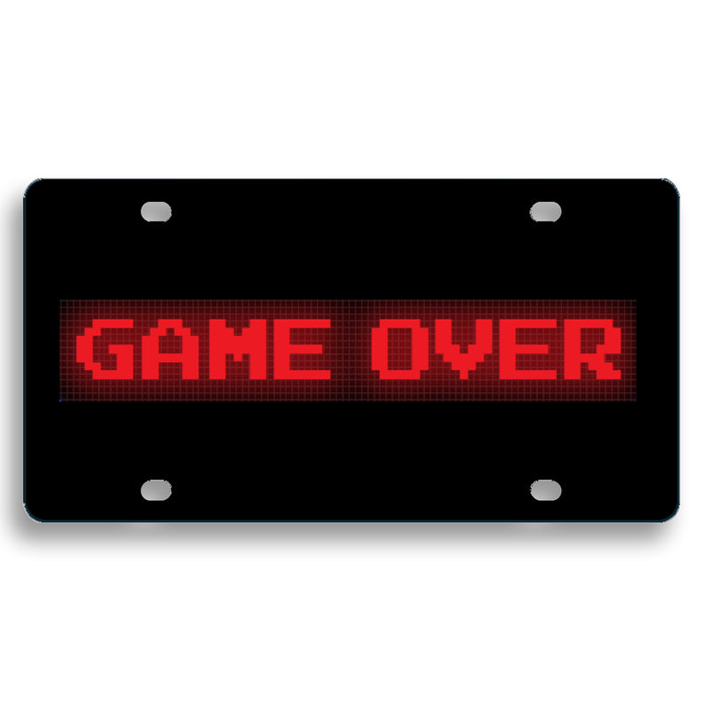 Pac-Man Game Over Black Acrylic License Plate Frame - Retro Gaming Car Accessory for Gamers - Official Licensed Product by Bandai Namco