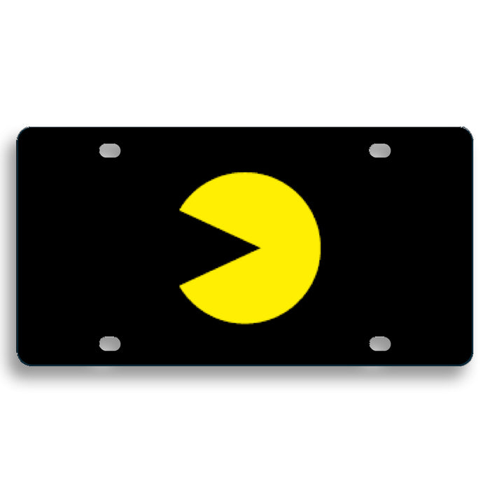 Pac-Man Face Logo Black Acrylic License Plate - Frame Retro Gaming Car Accessory for Gamers - Official Licensed Product by Bandai Namco