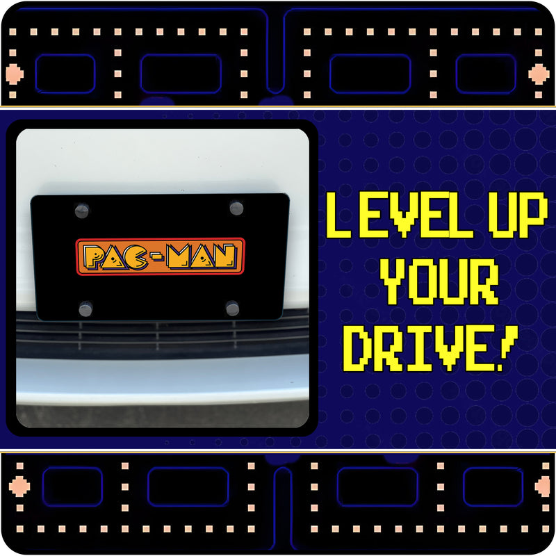 Pac-Man Orange Plate Frame - Retro Gaming Car Accessory for Gamers - Official Licensed Product by Bandai Namco