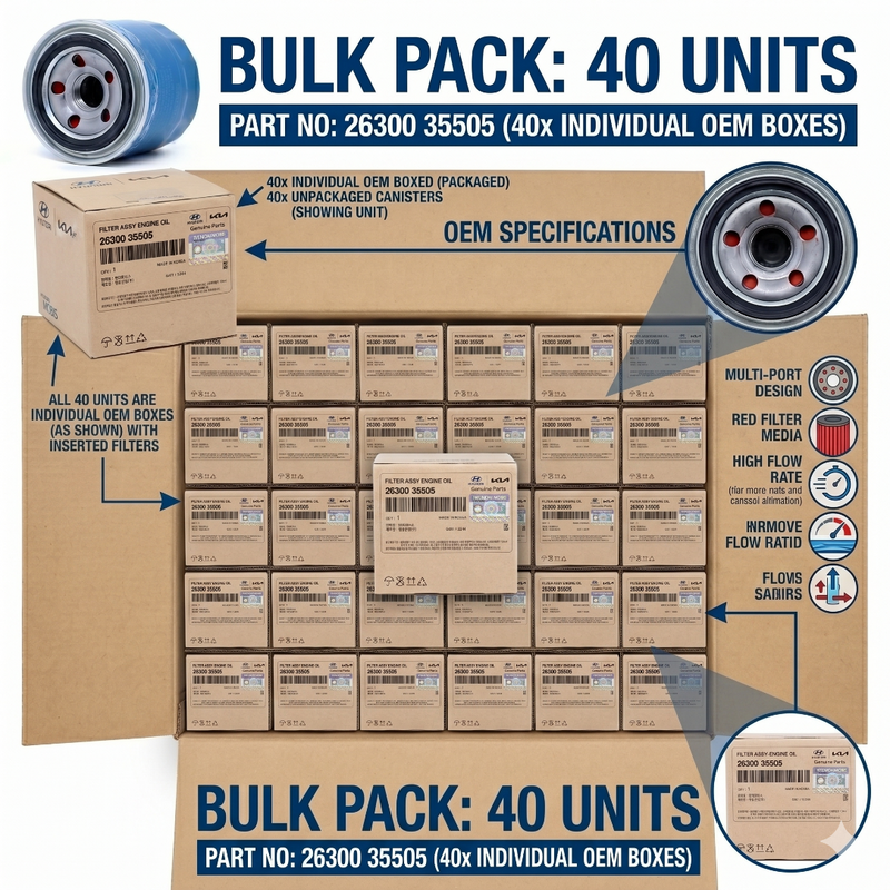 40-Pack Engine Oil Filters & Washers for Hyundai Kia OEM 2630035505 GENUINE