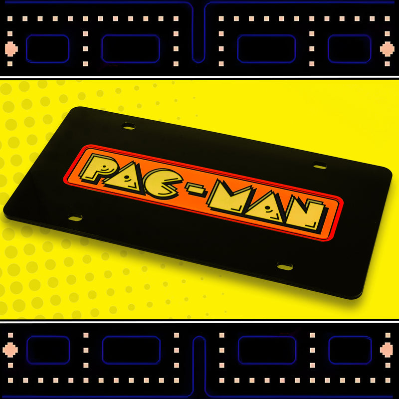 Pac-Man Orange Plate Frame - Retro Gaming Car Accessory for Gamers - Official Licensed Product by Bandai Namco