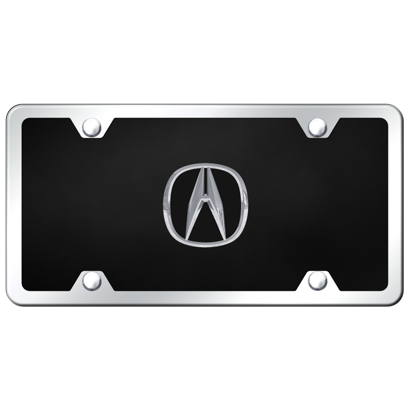 Au-Tomotive Gold compatible for Acura Black Acrylic License Plate with Chrome Frame Kit
