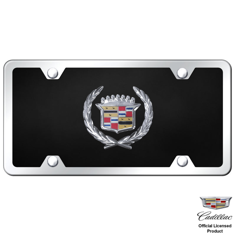 Au-Tomotive Gold Cadillac Logo Chrome on Black Acrylic Kit