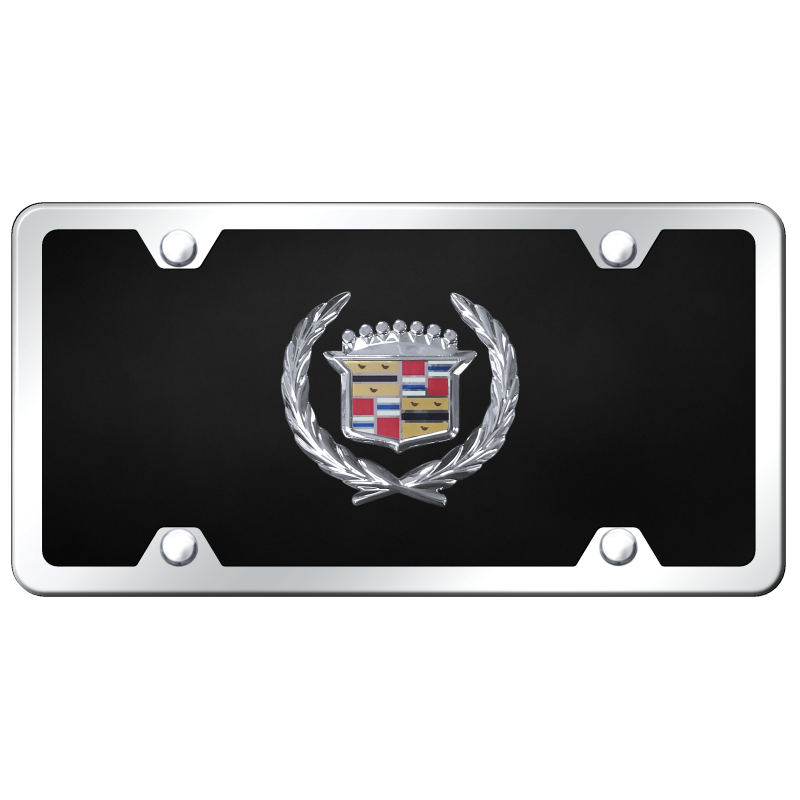 Au-Tomotive Gold Cadillac Logo Chrome on Black Acrylic Kit