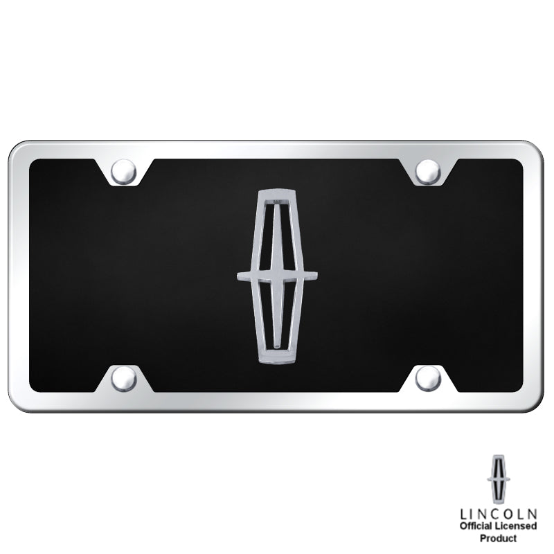 Au-Tomotive Gold Lincoln Chrome/Black Logo on Black Acrylic Plate Kit