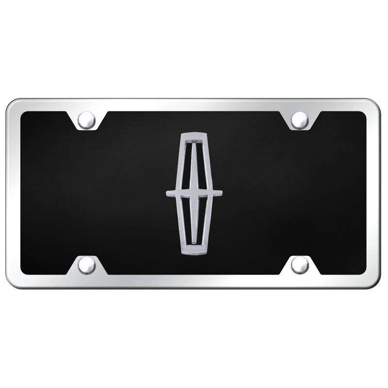 Au-Tomotive Gold Lincoln Chrome/Black Logo on Black Acrylic Plate Kit
