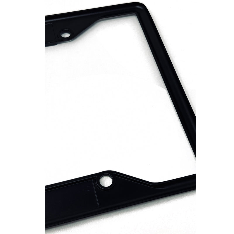 Pac-Man with Ghosts & Game Over Acrylic Inlaid Black Carbon Steel License Plate Frame 4-Hole - Official Licensed Product