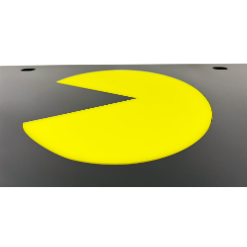 Pac-Man Face Logo Black Acrylic License Plate - Frame Retro Gaming Car Accessory for Gamers - Official Licensed Product by Bandai Namco