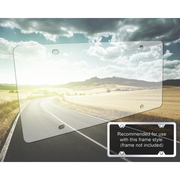 License Frame Plate 4 Hole Non-Glare Plexiglass Shield UV Protection – Clear