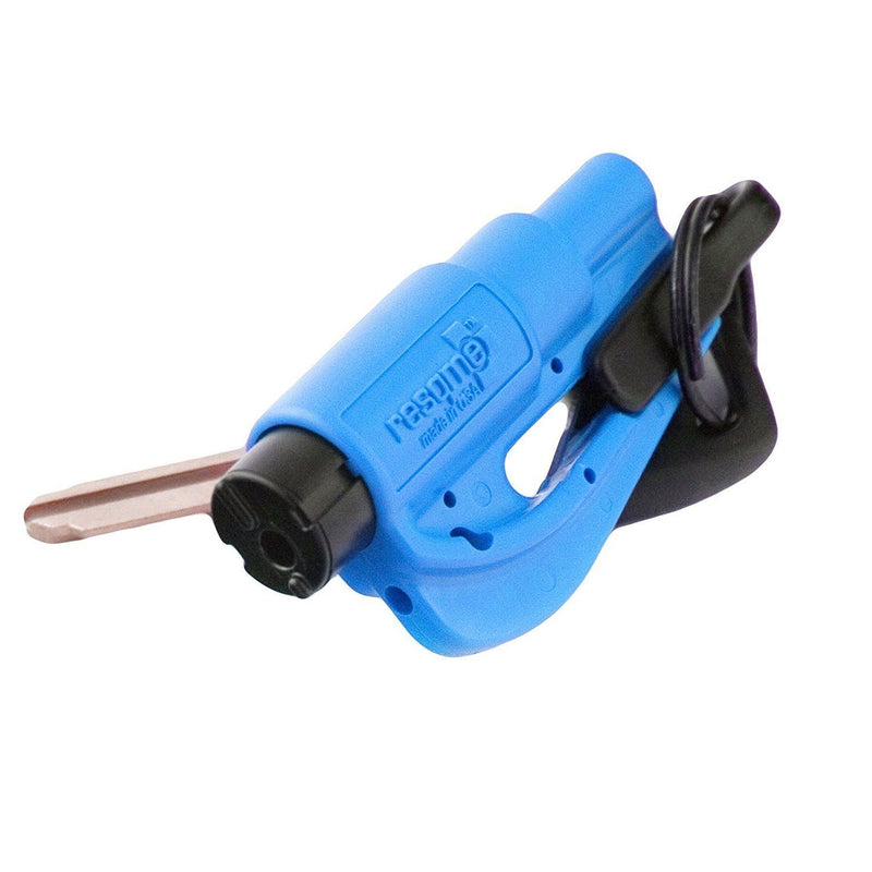 Resqme Rescue Tool Keychain Window Break + Seatbelt Cutter - Blue