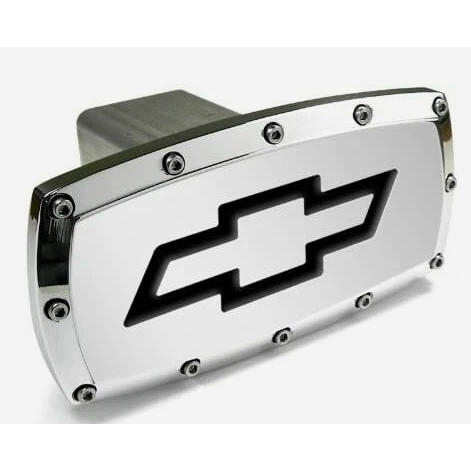 Elite Tow Hitch Cover Plug for Chevrolet Bowtie Polished Chrome - 2-inch Billet