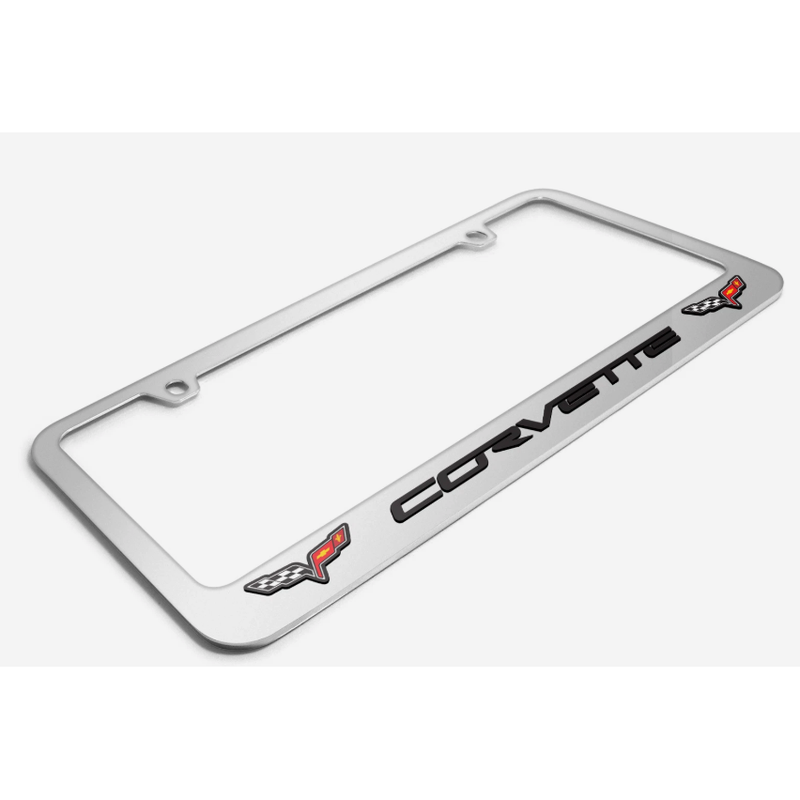 Elite Chevrolet Corvette C6 Dual Logo Mirror Chrome Metal License Plate Frame