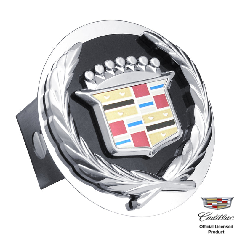 Au-Tomotive Gold 3D Black Infill Steel Tow Hitch Cover Plug for Cadillac Classic