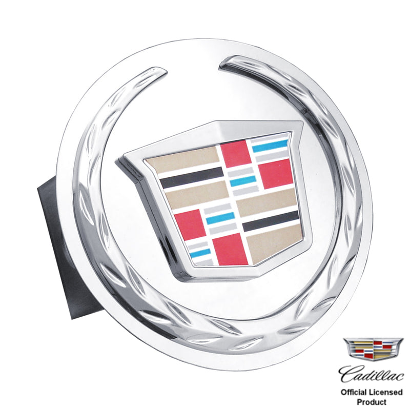 Au-Tomotive Gold Cadillac Chrome Tow Hitch Cover Plug