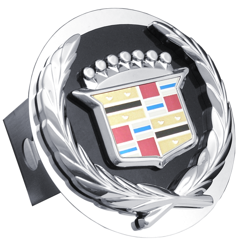 Au-Tomotive Gold 3D Black Infill Steel Tow Hitch Cover Plug for Cadillac Classic