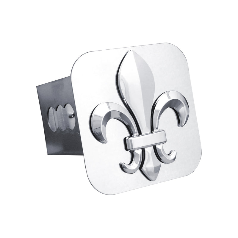 Au-Tomotive Gold Fleur-De-Lis Chrome Trailer Hitch Plug