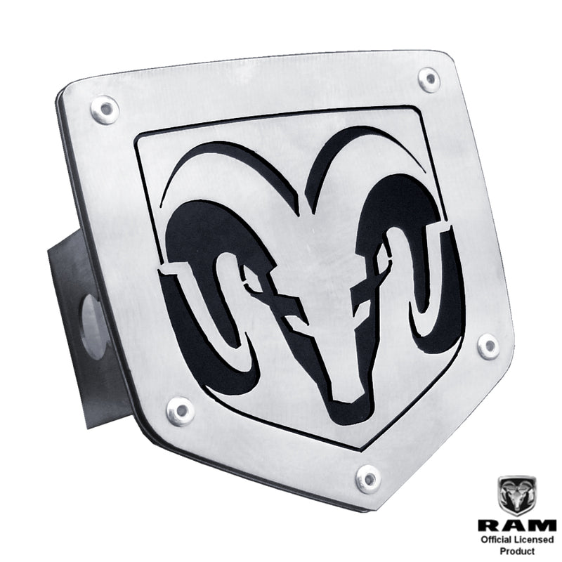 Au-Tomotive Gold Ram Laser Cut Trailer Hitch Plug-Brushed Stainless
