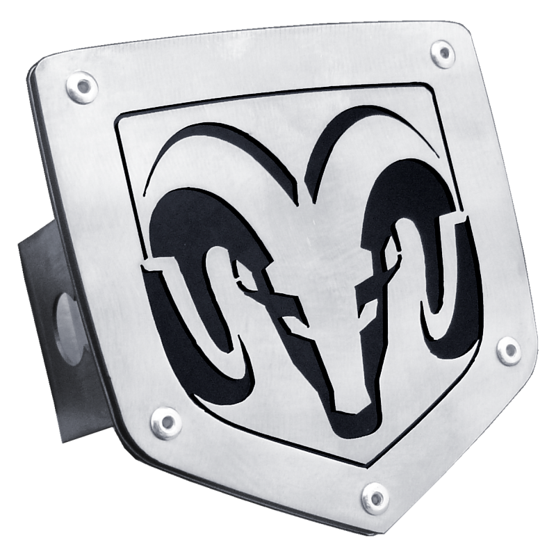 Au-Tomotive Gold Ram Laser Cut Trailer Hitch Plug-Brushed Stainless