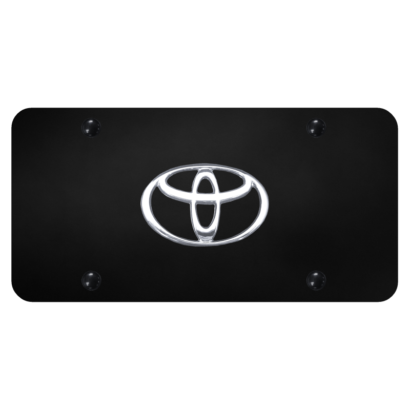 Au-TOMOTIVE GOLD Toyota Logo Chrome on Black License Plate