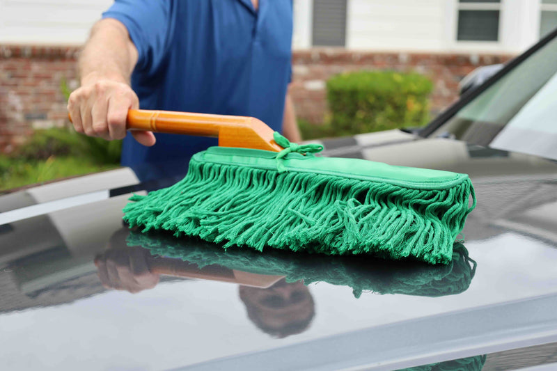 California Car Duster Standard Auto Car Duster with Wooden Handle, Green Mop 62422