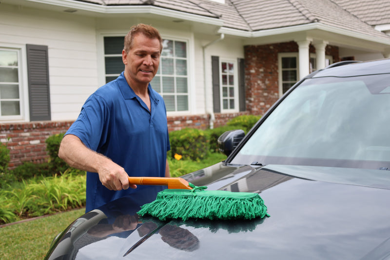 California Car Duster Standard Auto Car Duster with Wooden Handle, Green Mop 62422
