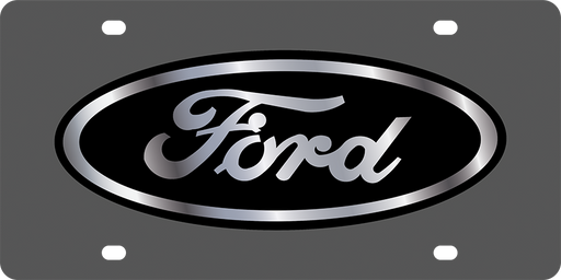 Ford Stainless Steel Black Ford Black Mirror License Plate Frame