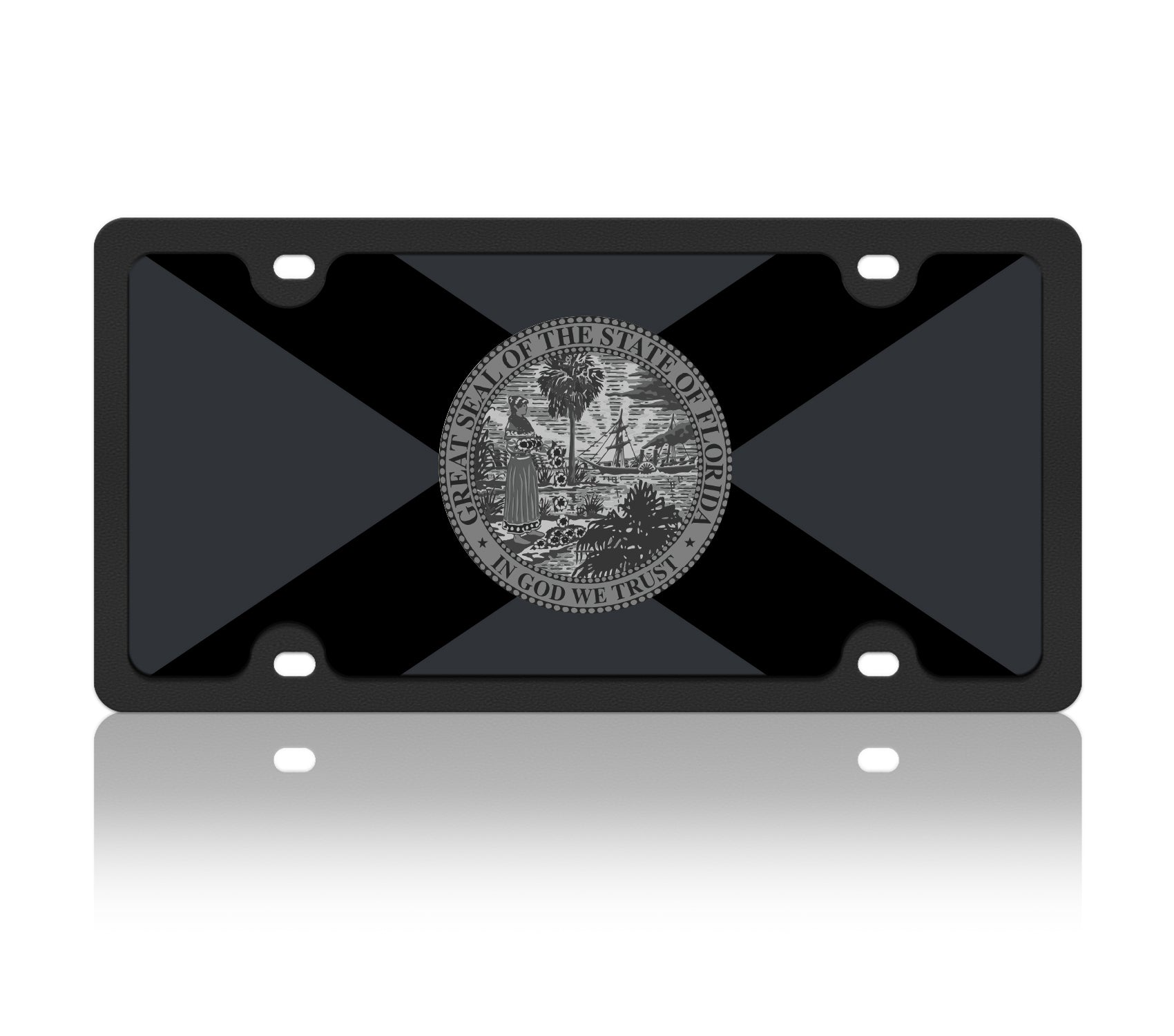 Florida State Flag Carbon Steel License Plate- Black Opaque