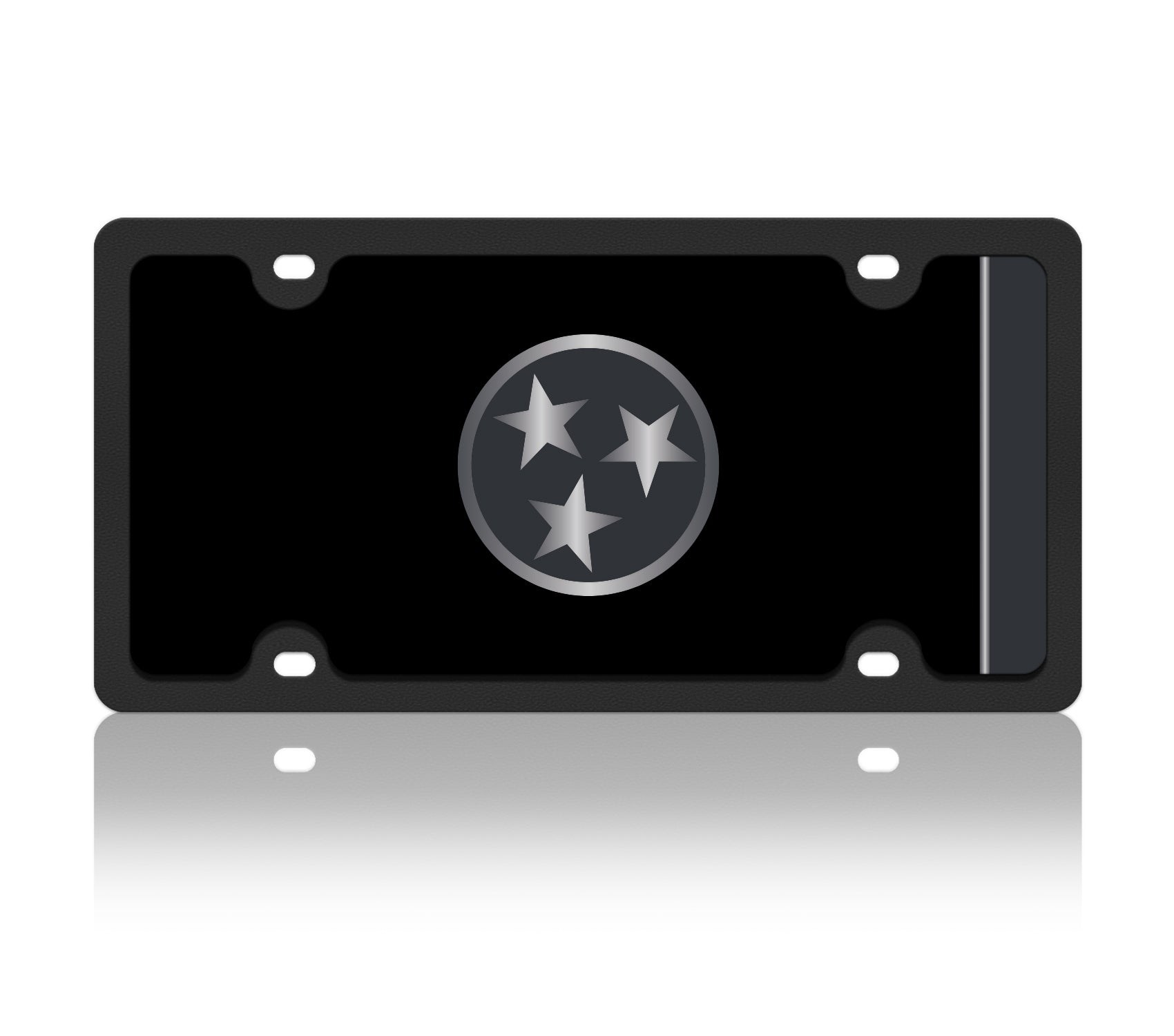 Tennessee State Flag- Blacked Out Carbon Steel License Plate