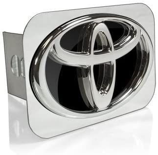 Toyota Black Filled 3D Logo Mirrored Chrome Trailer Hitch Plug