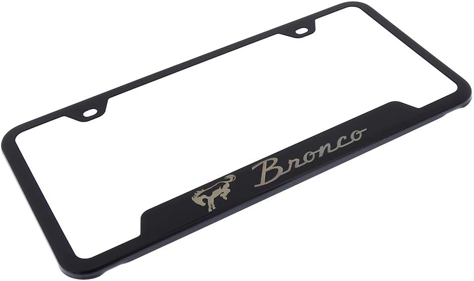 Ford Bronco Laser Etched Cut-Out Black Stainless Steel License Plate Frame