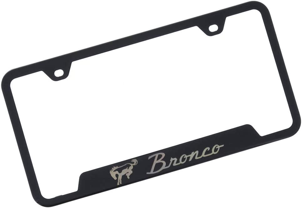 Ford Bronco Laser Etched Cut-Out Black Stainless Steel License Plate Frame